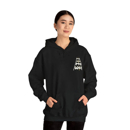 My Journey My Way: Stay In Your Lane Hooded Sweatshirt - Stay In Your Lane Sweatshirt - Trendy Graphic  Hoodie Front View Female Model