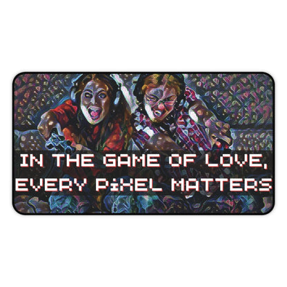 'In The Game Of Love, Every Pixel Matters' Personalized Gaming Photo Desk Mat -  Level Up Your Gaming Space with Customized Gaming Desk Mat – Personalized Style for Avid Gamers large
