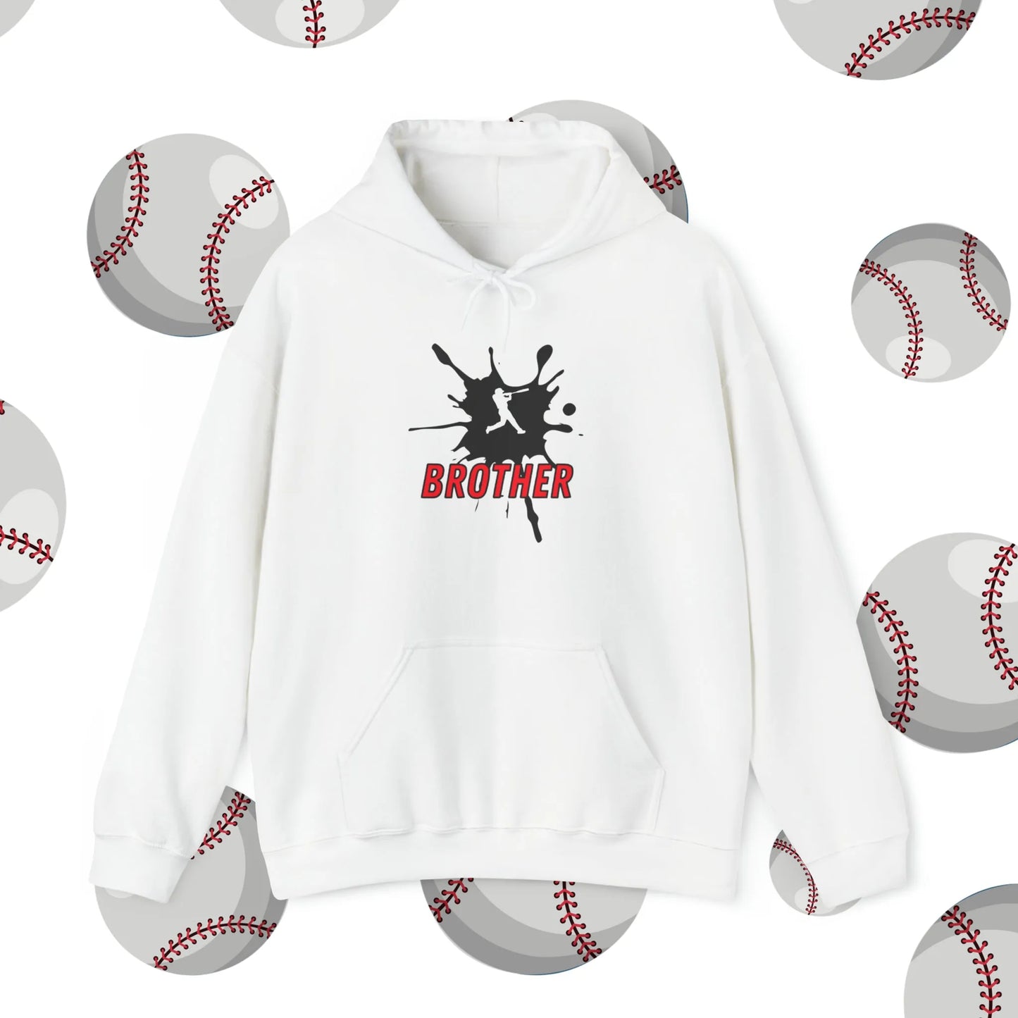 Custom Baseball Brother Hooded Sweatshirt White Hoodie Front