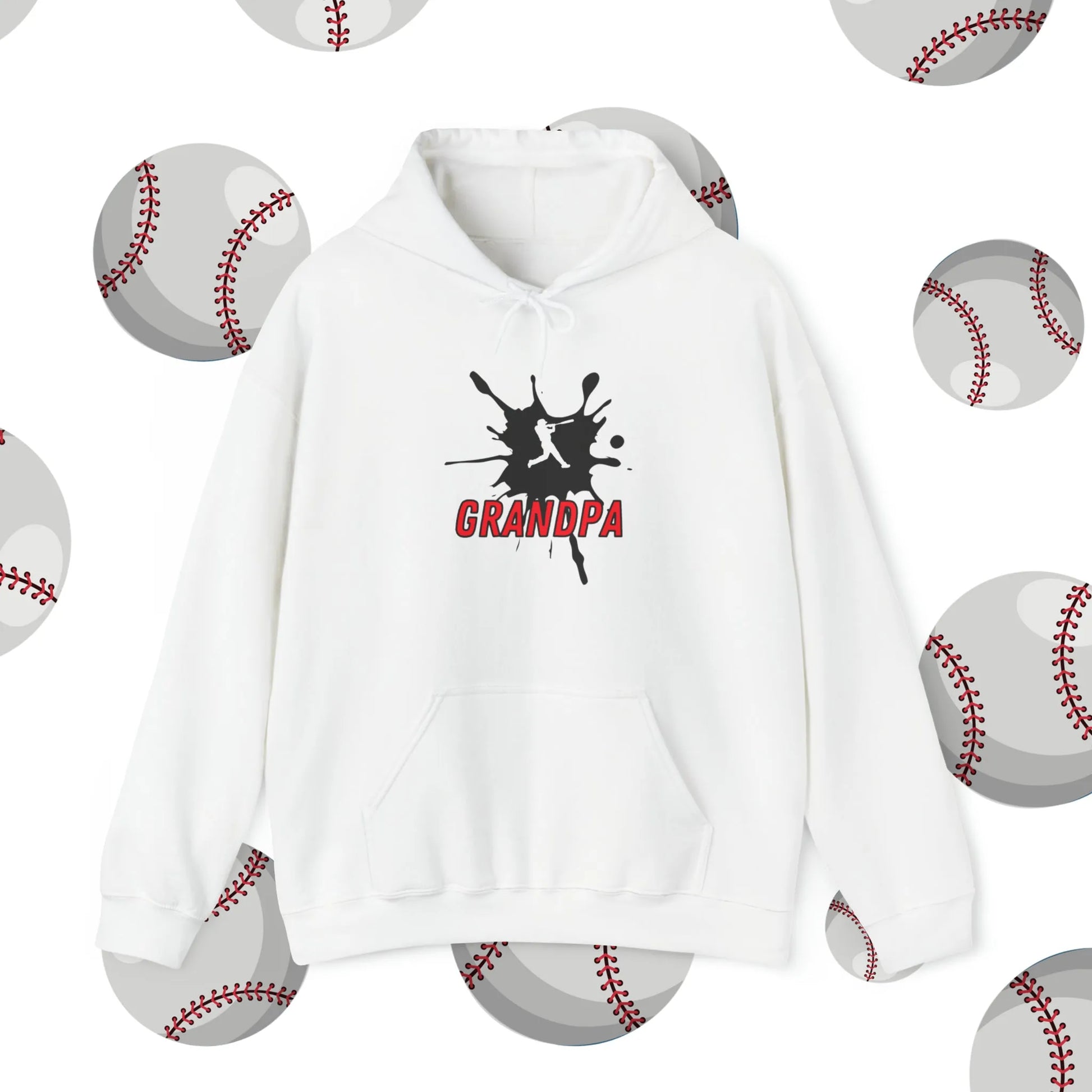 Custom Baseball Grandpa Hooded Sweatshirt White Hoodie Front