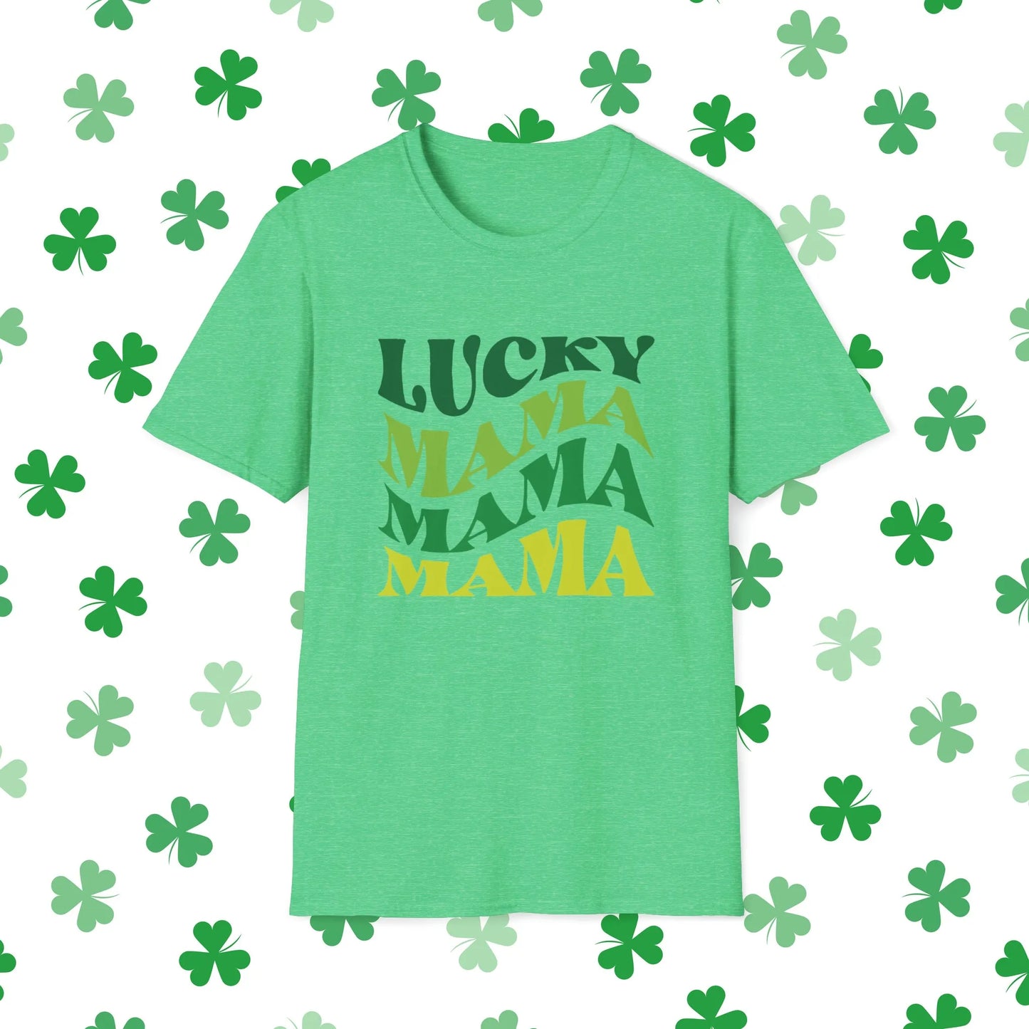 Lucky Mama Mama Mama Retro-Style St. Patrick's Day T-Shirt - Comfort & Charm - St. Patrick's Day Mom Shirt Green
