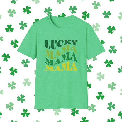 Lucky Mama Mama Mama Retro-Style St. Patrick's Day T-Shirt - Comfort & Charm - St. Patrick's Day Mom Shirt Green