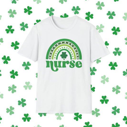 Nurse St. Patrick's Day Rainbow T-Shirt - Nurse St. Patrick's Day Shirt Nurse White
