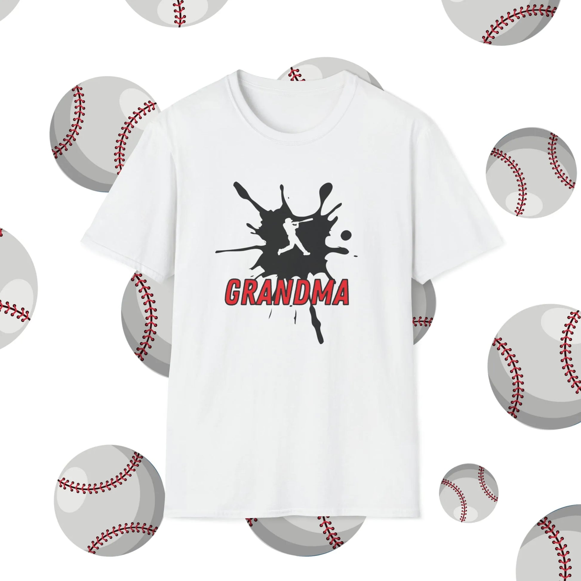 Custom Baseball Grandma Shirt - Baseball Grandma Player Number T-Shirt White Shirt Front