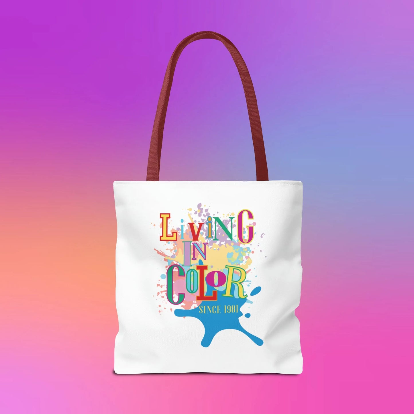 Living In Color 90s Throwback Tote Bag - Living In Color Since Custom Birth Year Retro Tote - Retro In Living Color 90s Inspired Tote Bag