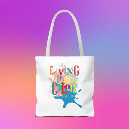 Living In Color 90s Throwback Tote Bag - Living In Color Since Custom Birth Year Retro Tote - Retro In Living Color 90s Inspired Tote Bag