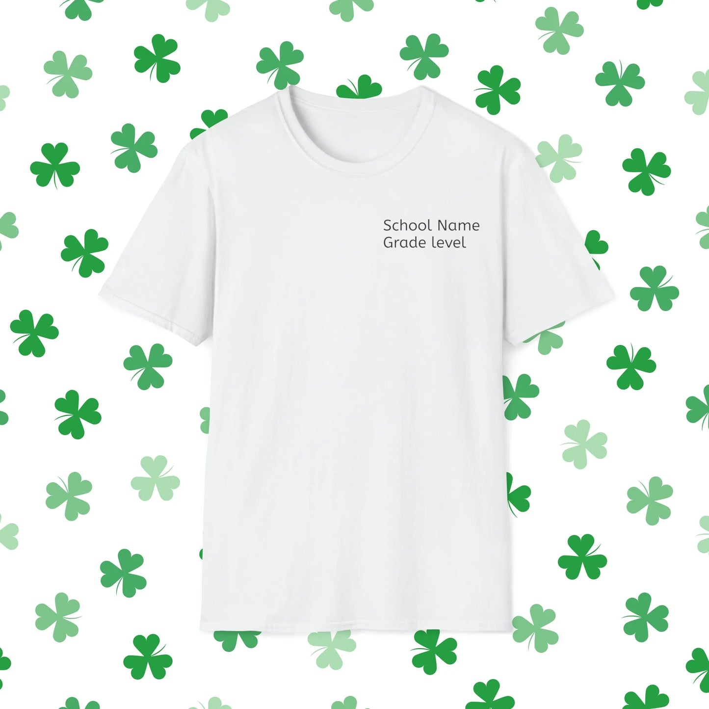 Personalized Teacher Squad St. Patrick's Day T-Shirt - Comfort & Charm - Teacher Squad Shirts - St. Patrick's Day Teacher Shirt Front White