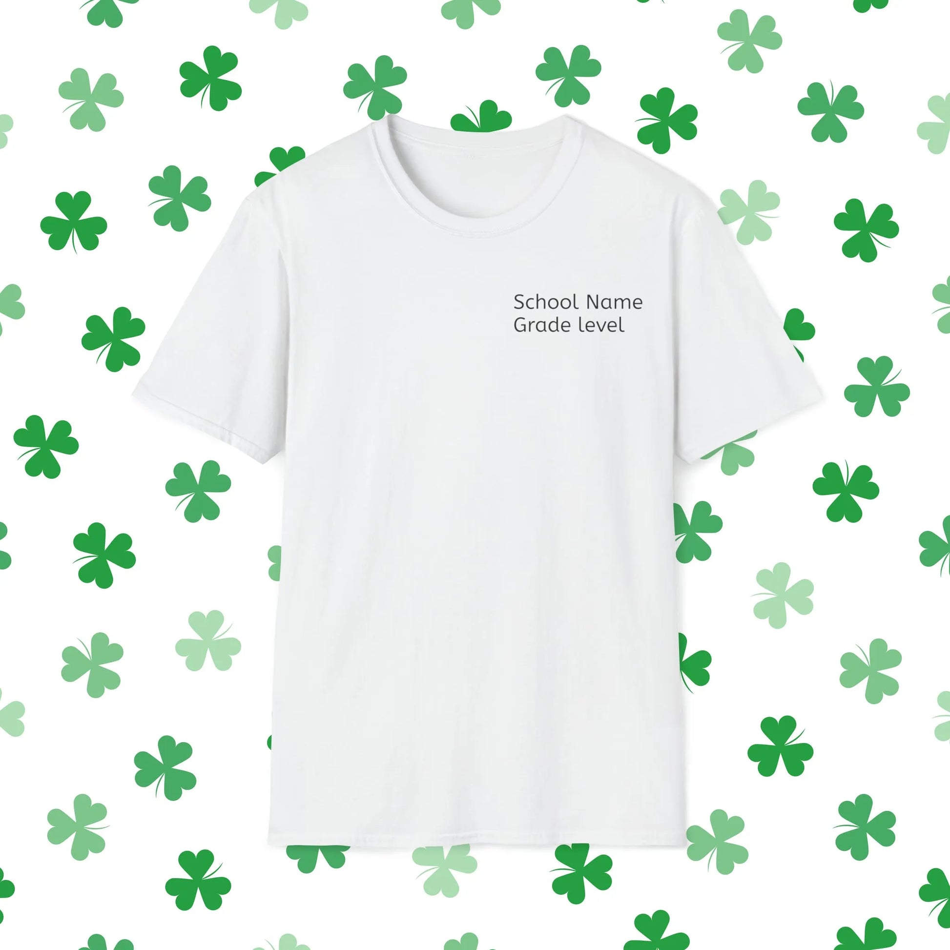 Personalized Teacher Squad St. Patrick's Day T-Shirt - Comfort & Charm - Teacher Squad Shirts - St. Patrick's Day Teacher Shirt Front White