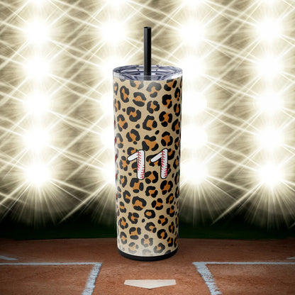 Personalized Baseball Mom Skinny Tumbler with Straw, 20oz Custom Number