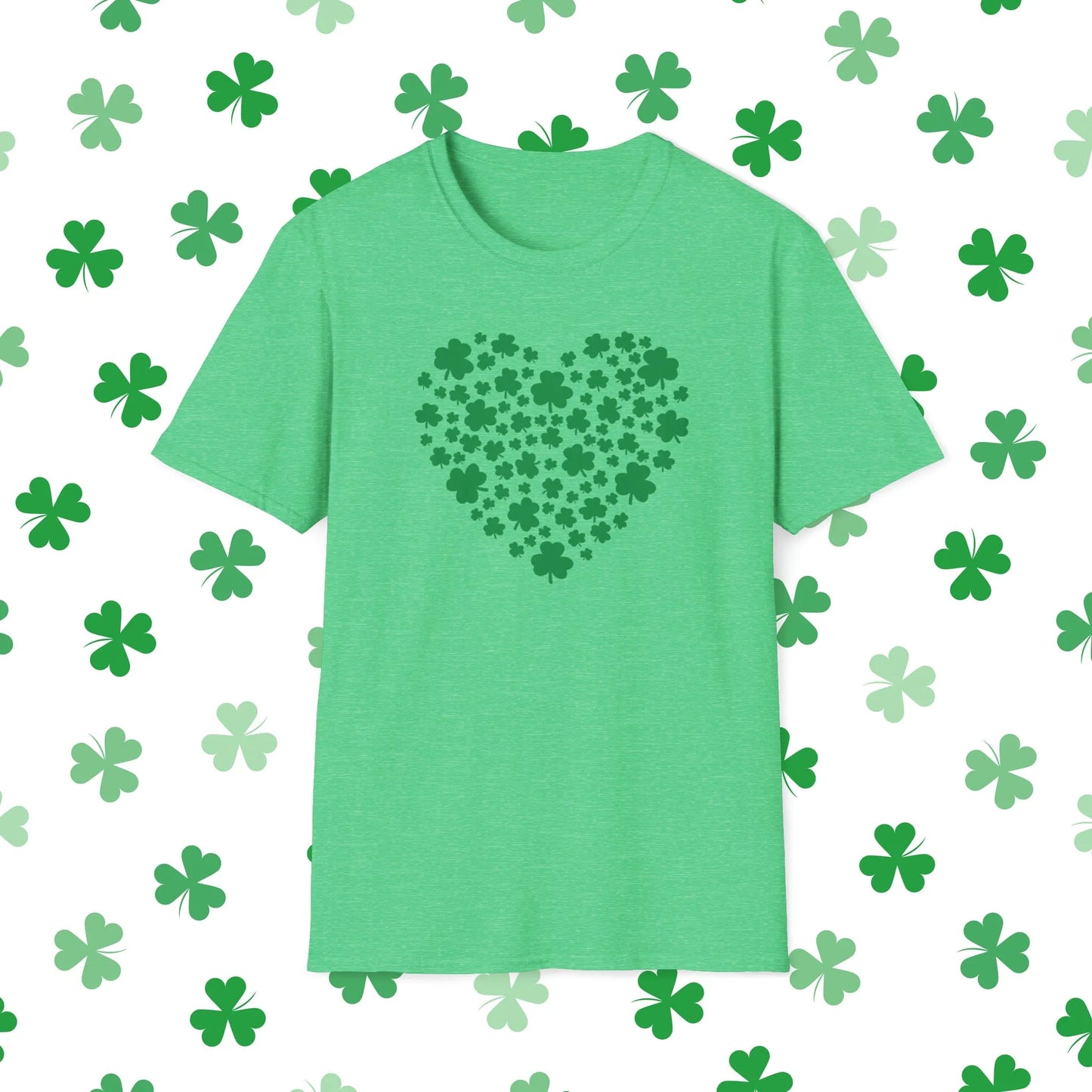 Heart of Shamrocks St. Patrick's Day T-Shirt - Comfort & Charm - Heart of Shamrocks Shirt Green Front