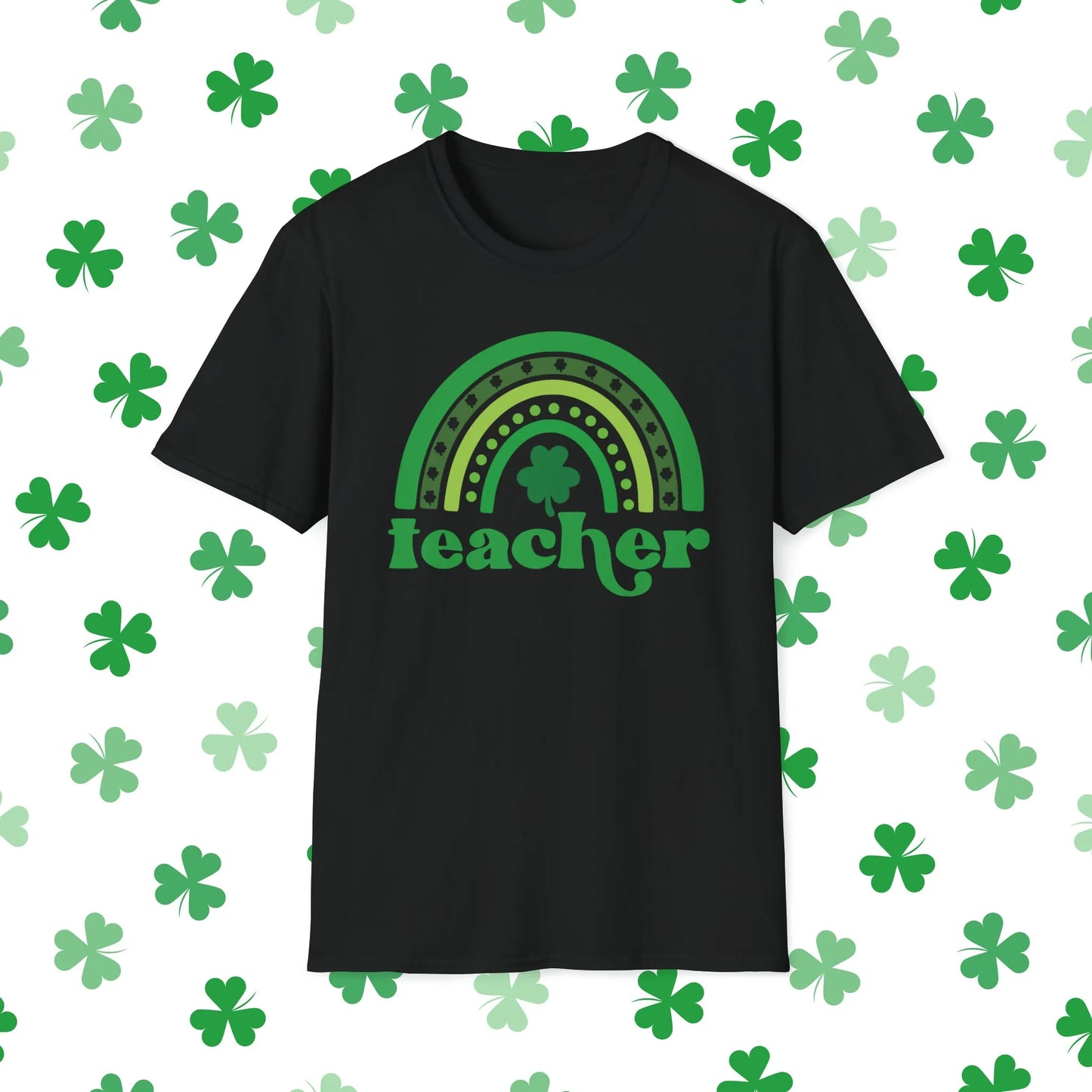 Teacher St. Patrick's Day Rainbow T-Shirt - Teacher St. Patrick's Day Shirt Black Front