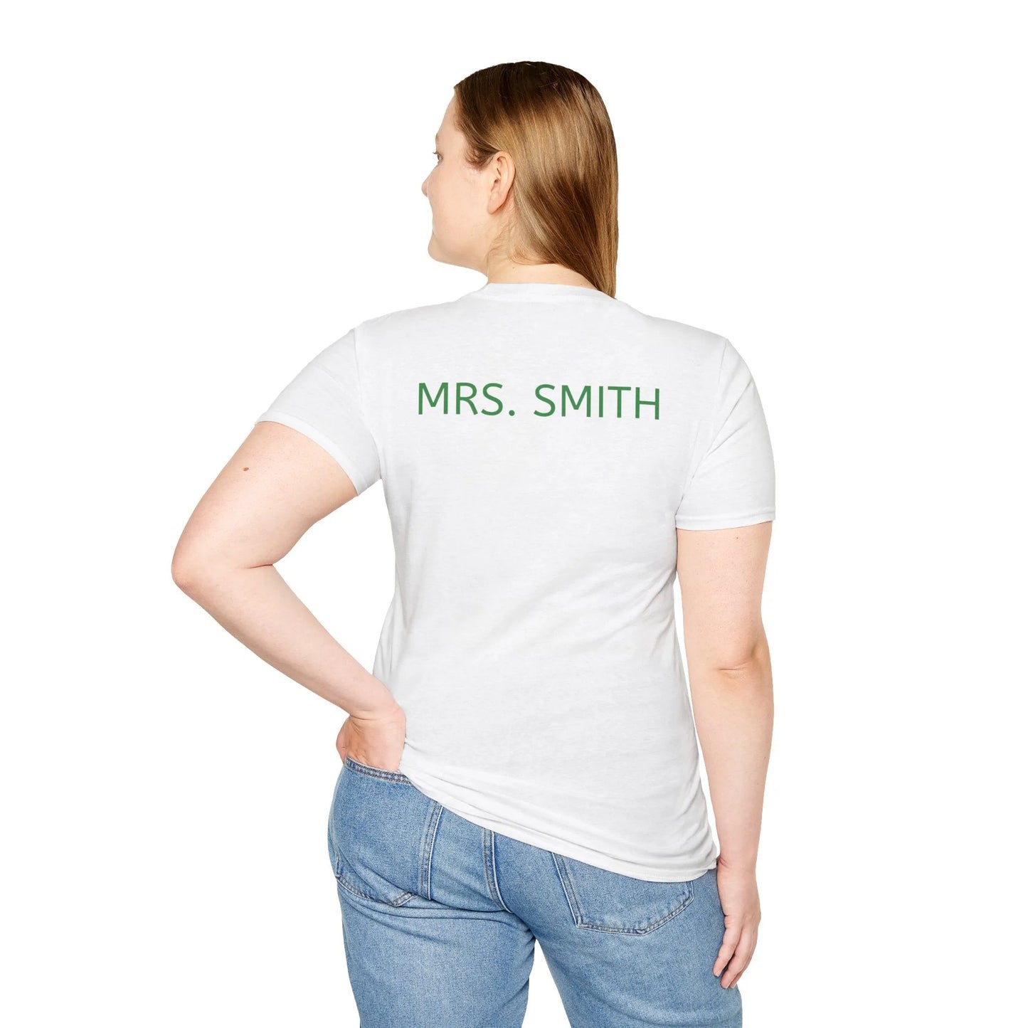 Teacher St. Patrick's Day Rainbow T-Shirt - Teacher St. Patrick's Day Shirt White Back Model