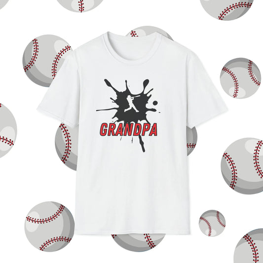 Custom Baseball Grandpa Shirt - Baseball Grandpa Player Number Soft-Style T-Shirt White Shirt Front