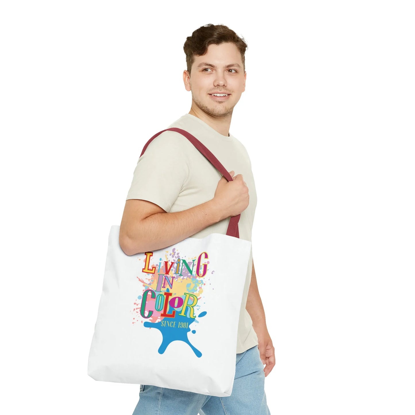 Living In Color 90s Throwback Tote Bag - Living In Color Since Custom Birth Year Retro Tote - Retro In Living Color 90s Inspired Tote Bag