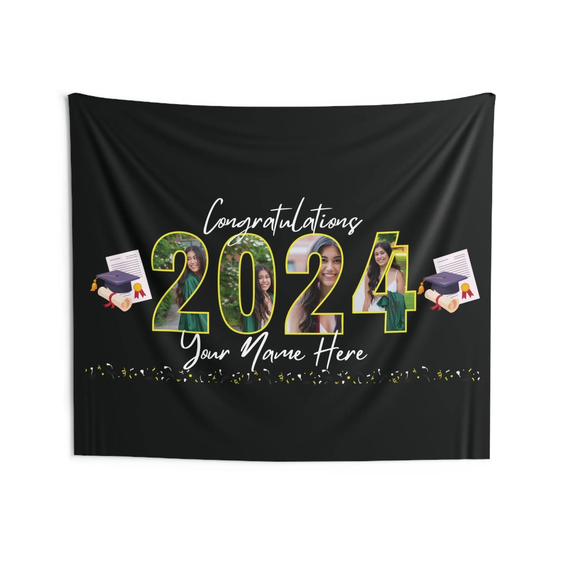 Class of 2024 Photo Wall Tapestry Black