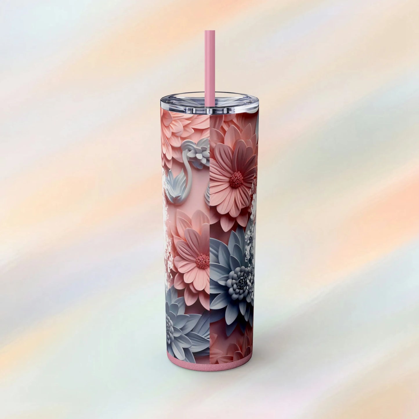 I Don't Have The Energy To Pretend I Like You Today Skinny Tumbler with Straw, 20oz - Floral Skinny Tumbler - Humorous Skinny Tumblers