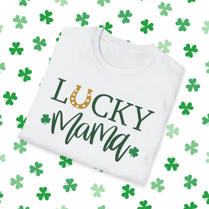 Lucky Mama St. Patrick's Day T-Shirt - Comfort & Charm - Lucky Mama Shirt White Folded