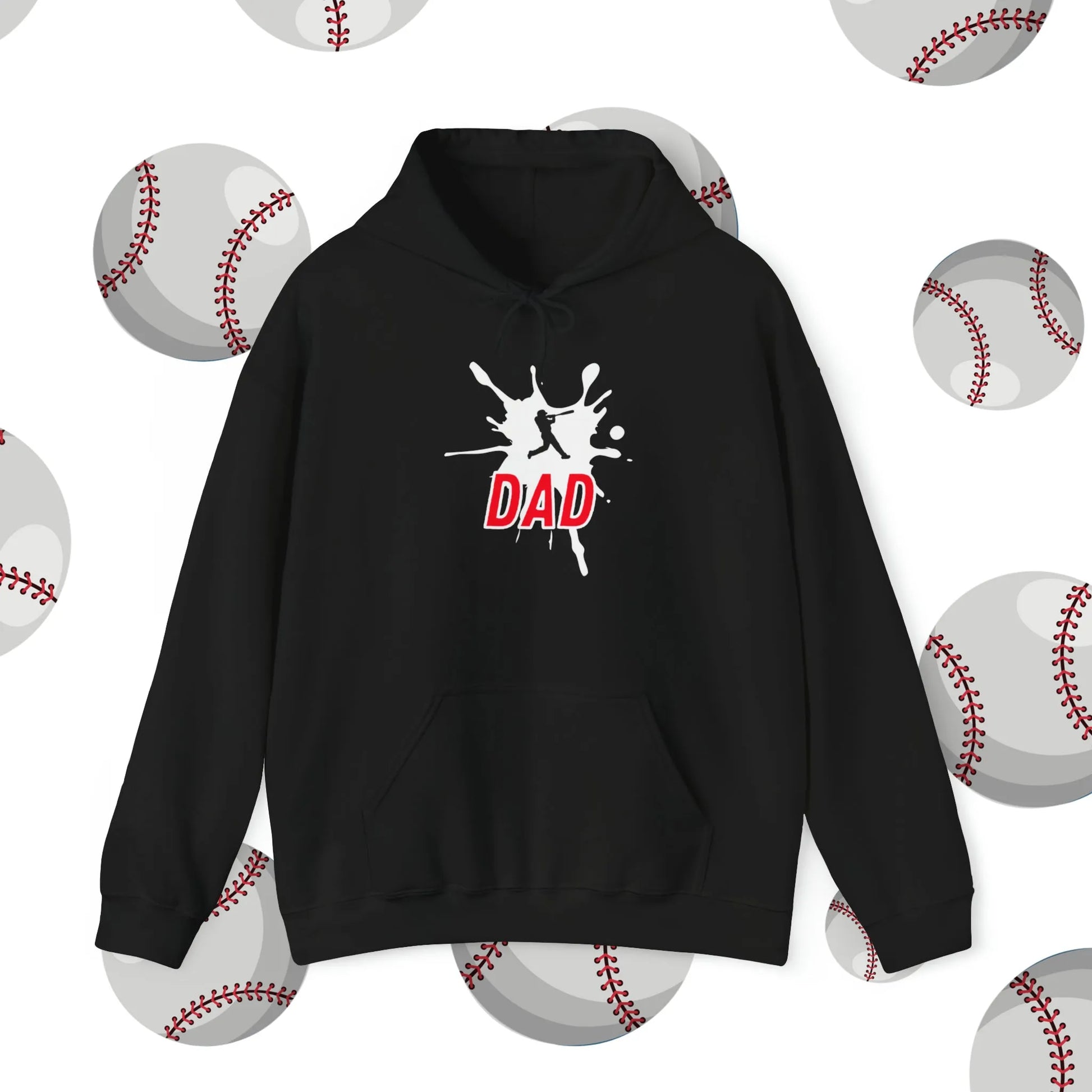 Custom Baseball Dad Hooded Sweatshirt Black Hoodie Front