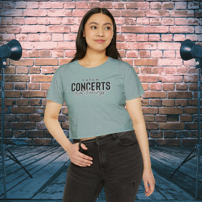 Catch Concerts Not Feelings Crop Top Stonewash Green