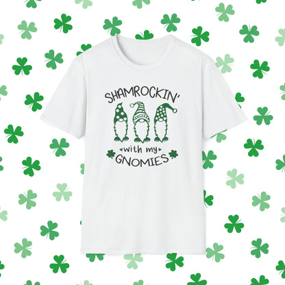 Shamrockin With My Gnomies St. Patrick's Day T-Shirt - Shamrockin With My Gnomies Shirt White