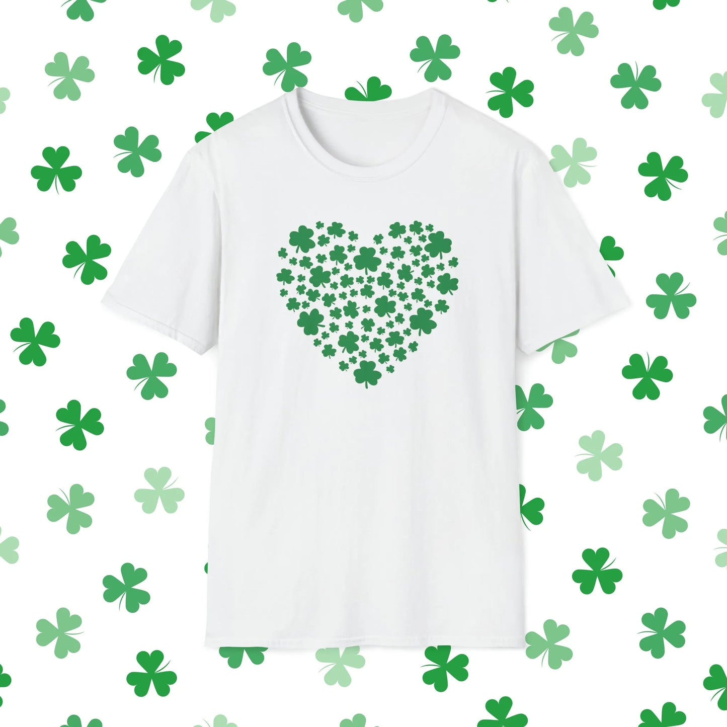Heart of Shamrocks St. Patrick's Day T-Shirt - Comfort & Charm - Heart of Shamrocks Shirt White Front