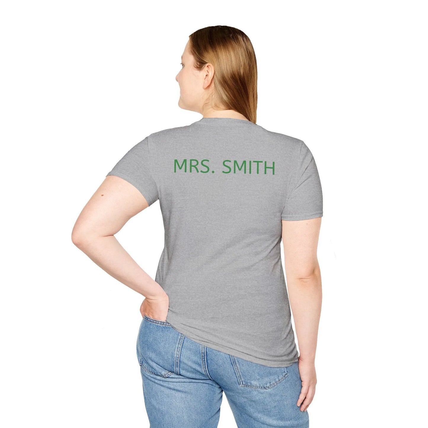 Teacher St. Patrick's Day Rainbow T-Shirt - Teacher St. Patrick's Day Shirt Grey Back Model