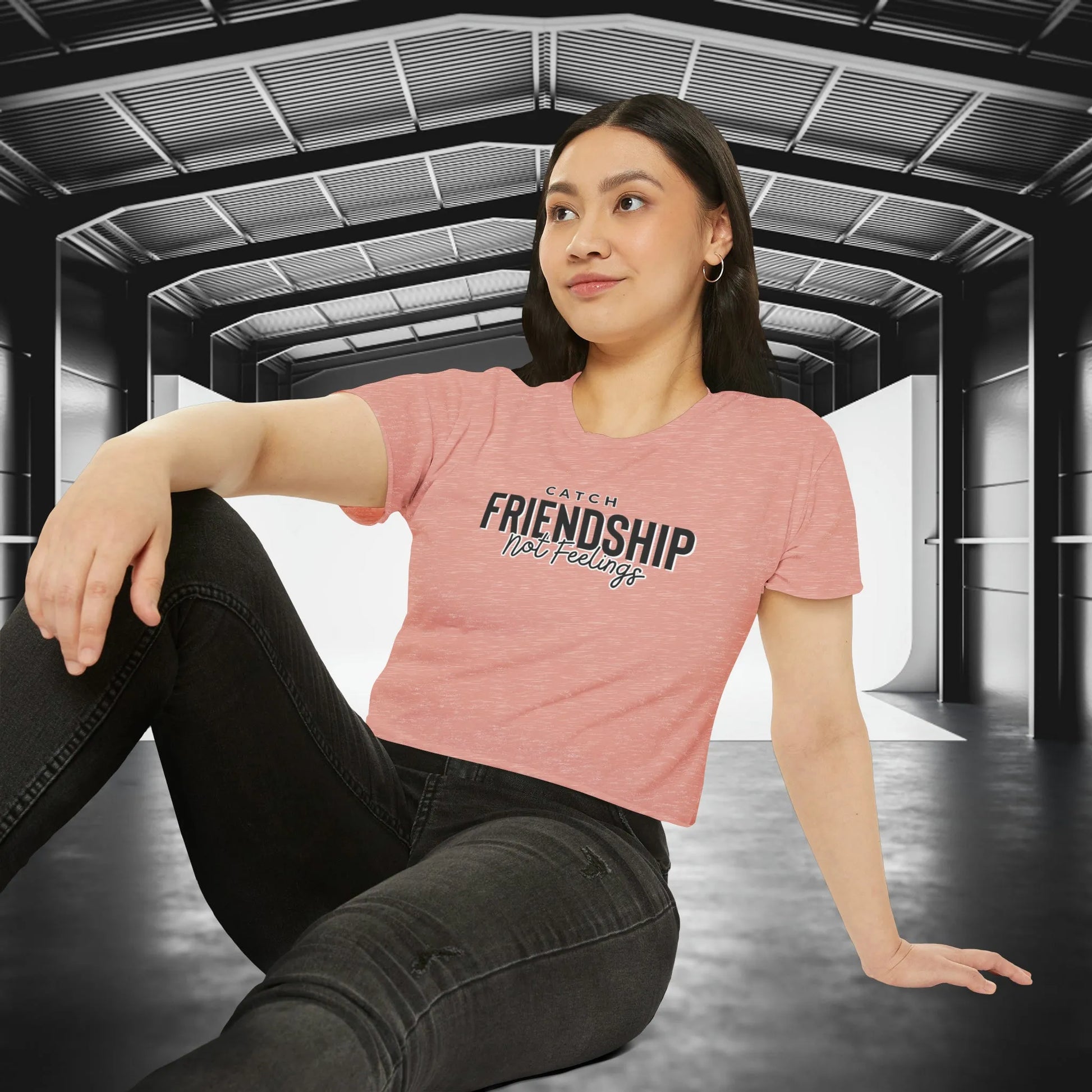 Catch Friendship Not Feelings Crop Top Pale Pink