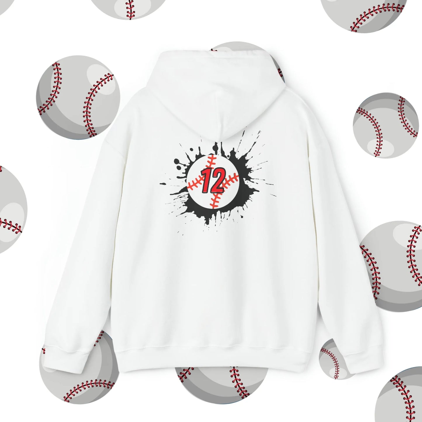 Custom Swing King Baseball Hooded Sweatshirt White Hoodie Back