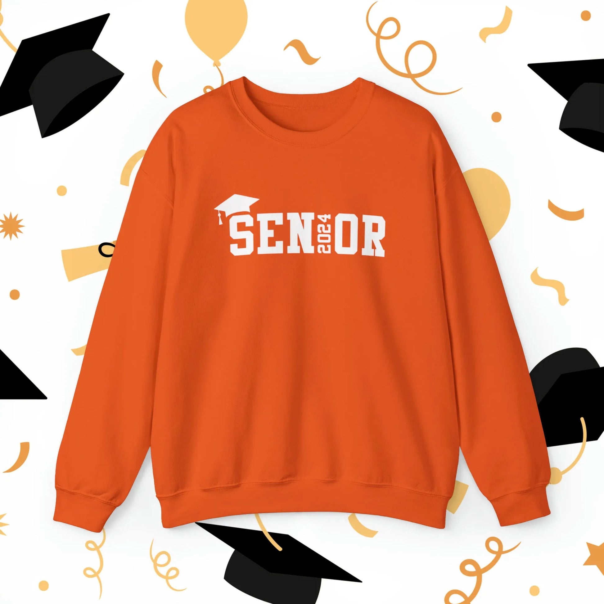 Senior 2024 Crewneck Sweatshirt - Senior 2024 Sweatshirt - Class of 2024 Sweatshirt Orange