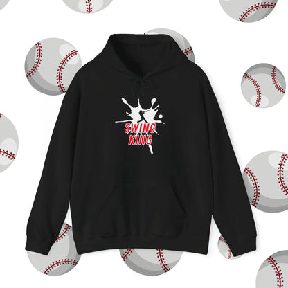 Custom Swing King Baseball Hooded Sweatshirt Black Hoodie Front
