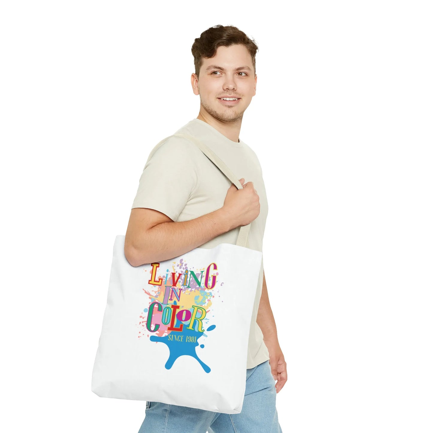 Living In Color 90s Throwback Tote Bag - Living In Color Since Custom Birth Year Retro Tote - Retro In Living Color 90s Inspired Tote Bag