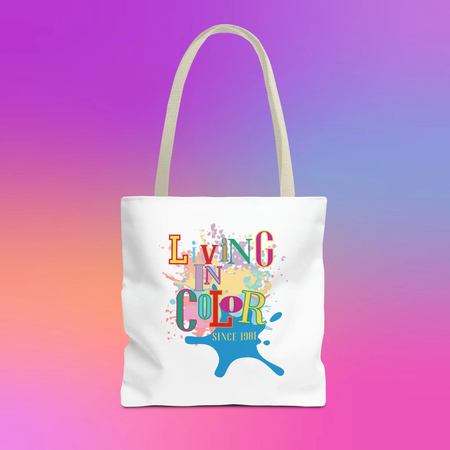 Living In Color 90s Throwback Tote Bag - Living In Color Since Custom Birth Year Retro Tote - Retro In Living Color 90s Inspired Tote Bag