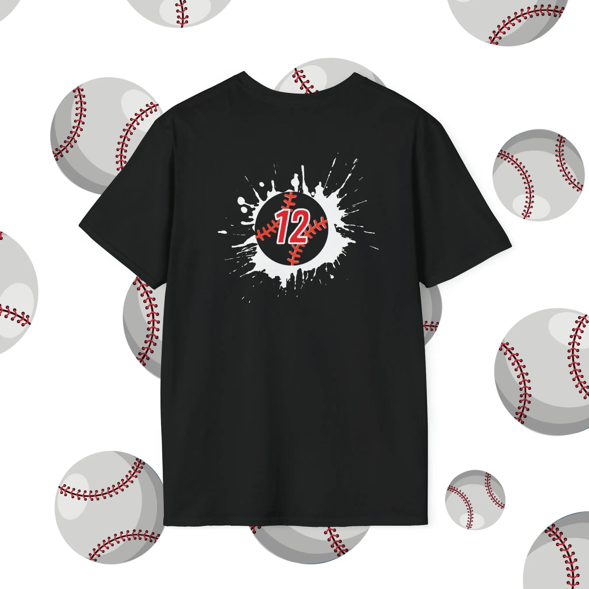 Custom Baseball Sister Shirt - Baseball Sister Player Number T-Shirt Black Shirt Back