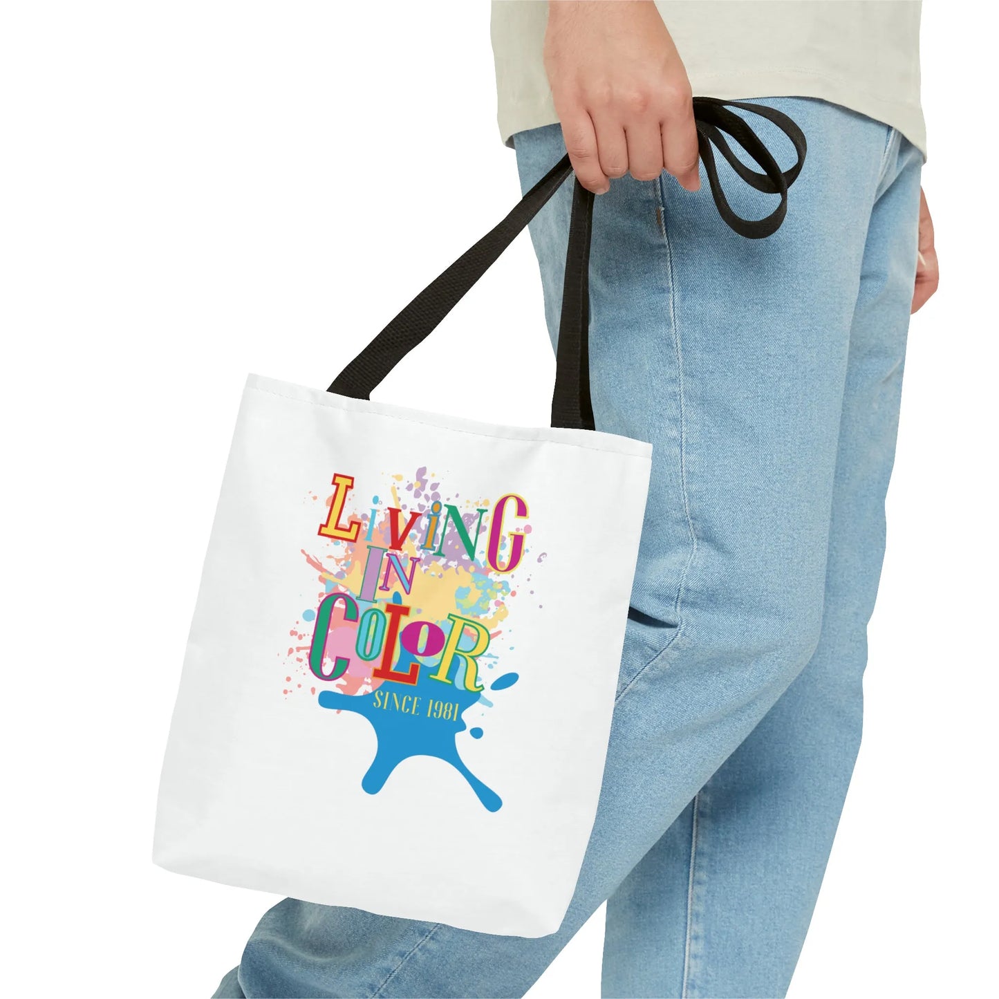 Living In Color 90s Throwback Tote Bag - Living In Color Since Custom Birth Year Retro Tote - Retro In Living Color 90s Inspired Tote Bag