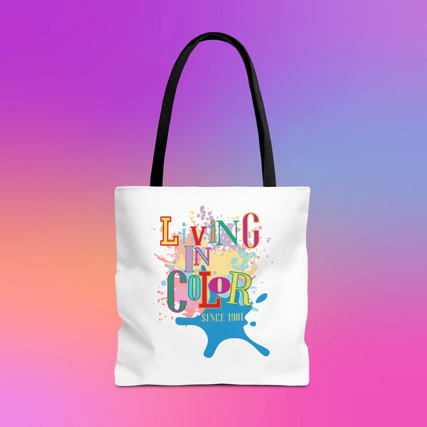 Living In Color 90s Throwback Tote Bag - Living In Color Since Custom Birth Year Retro Tote - Retro In Living Color 90s Inspired Tote Bag