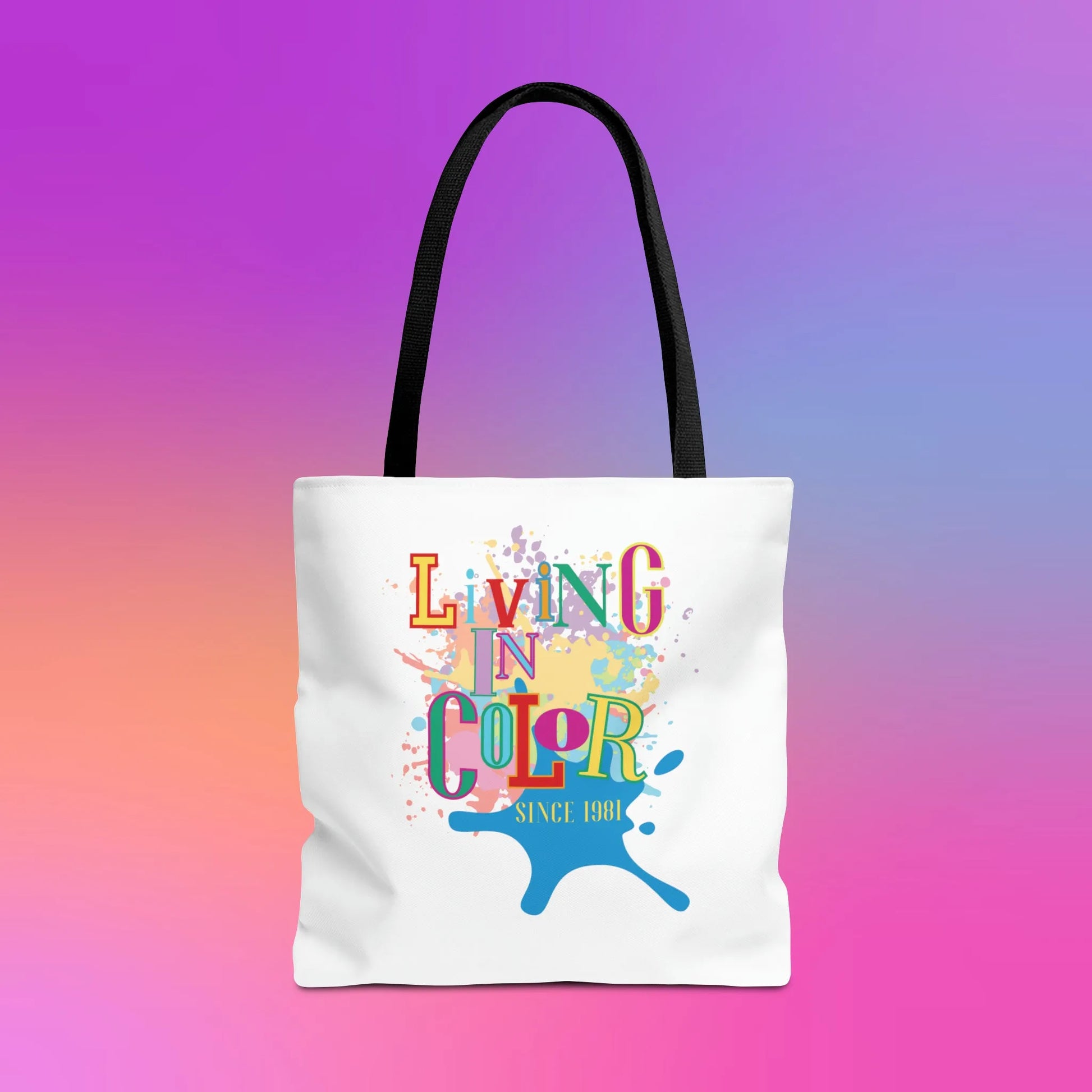 Living In Color 90s Throwback Tote Bag - Living In Color Since Custom Birth Year Retro Tote - Retro In Living Color 90s Inspired Tote Bag