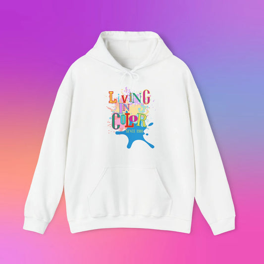 Living In Color Retro Throwback Hooded Sweatshirt - Living In Color Since Custom Birth Year Retro Hoodie- Retro In Living Color 90s Inspired Hoodie - Personalize It Toledo