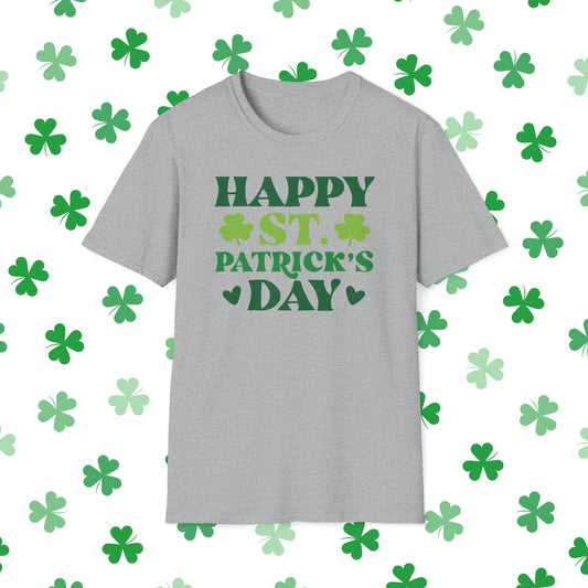 Happy St. Patrick's Day Retro-Style St. Patrick's Day T-Shirt - Comfort & Charm - Happy St. Patrick's Day Shirt Grey
