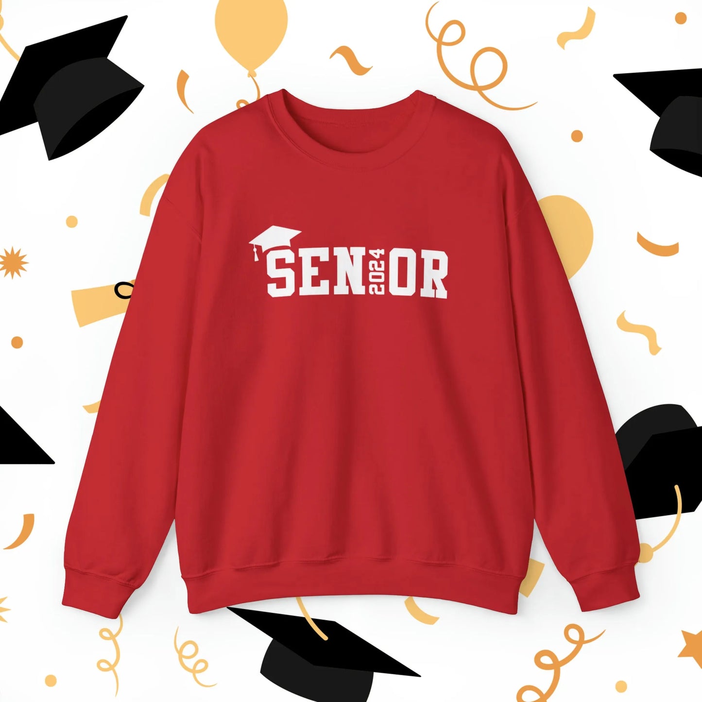 Senior 2024 Crewneck Sweatshirt - Senior 2024 Sweatshirt - Class of 2024 Sweatshirt Red