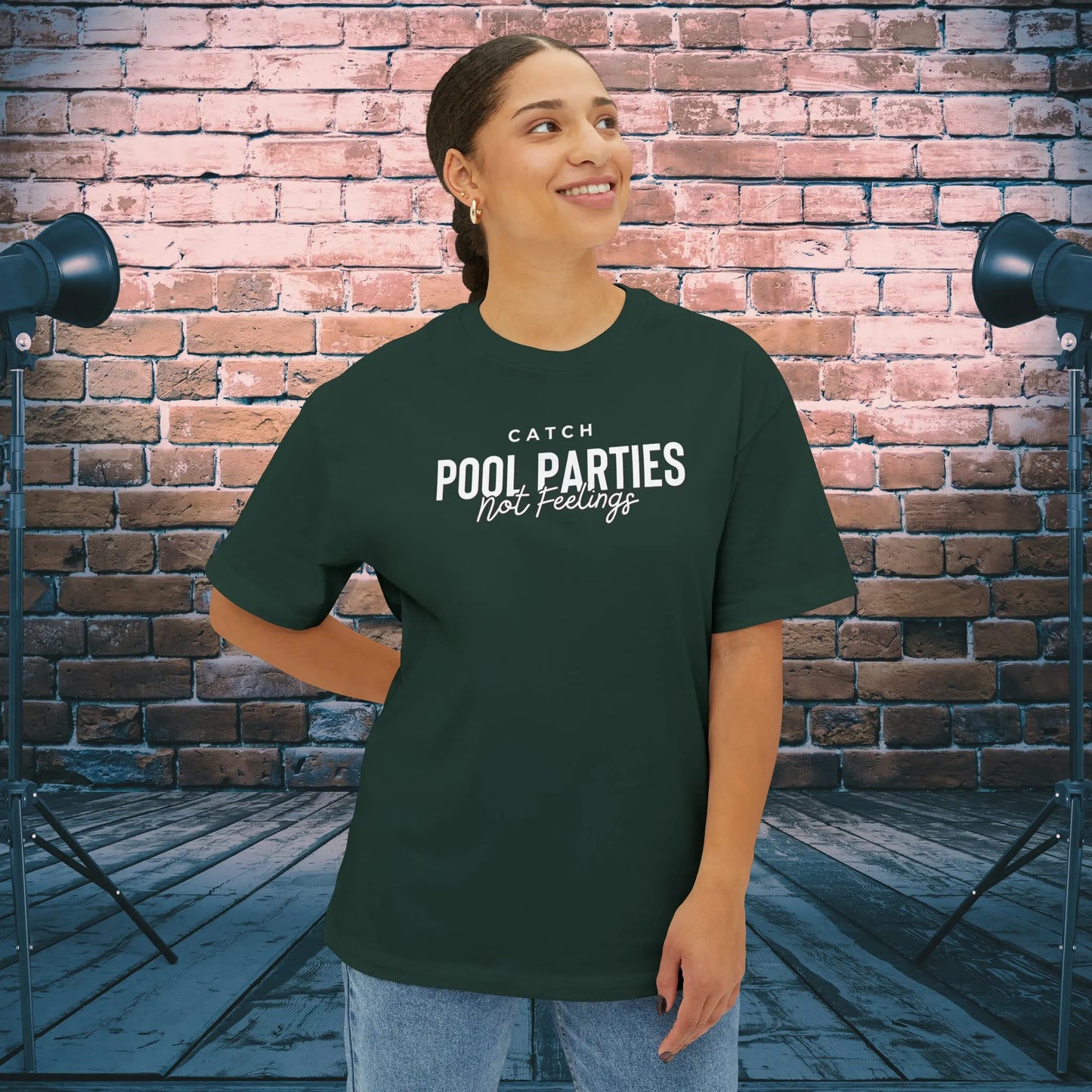 Catch Pool Parties Not Feelings Oversized Boxy TShirt - Oversized Boxy Tee - Oversized Graphic T Shirt