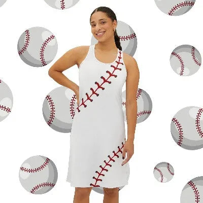 Customized Baseball Mom Stitches Racerback Dress Front View