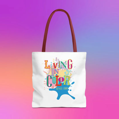 Living In Color 90s Throwback Tote Bag - Living In Color Since Custom Birth Year Retro Tote - Retro In Living Color 90s Inspired Tote Bag