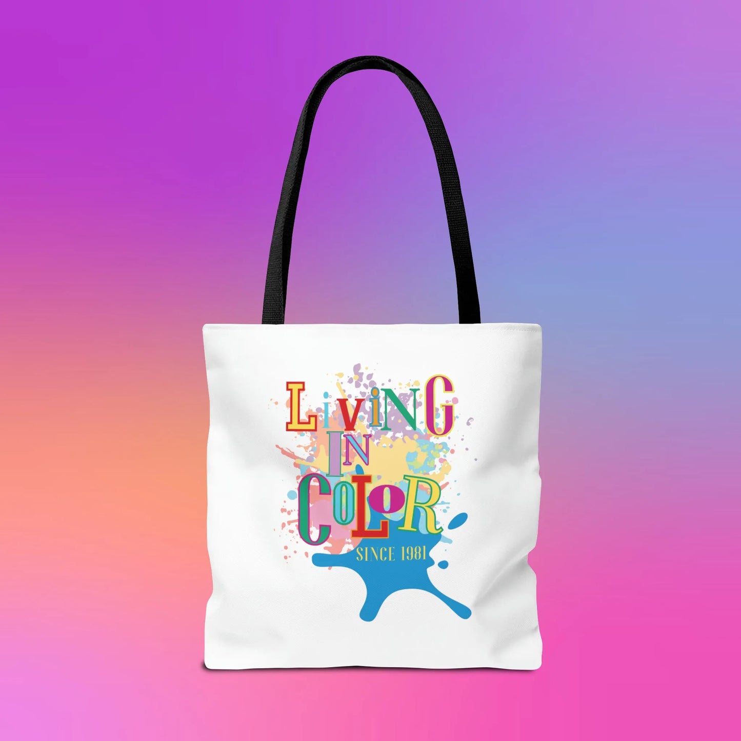 Living In Color 90s Throwback Tote Bag - Living In Color Since Custom Birth Year Retro Tote - Retro In Living Color 90s Inspired Tote Bag