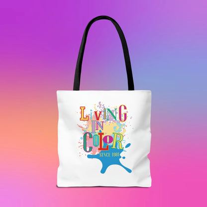 Living In Color 90s Throwback Tote Bag - Living In Color Since Custom Birth Year Retro Tote - Retro In Living Color 90s Inspired Tote Bag