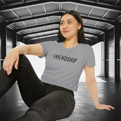 Catch Friendship Not Feelings Crop Top Heather Grey