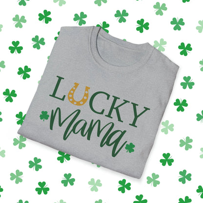 Lucky Mama St. Patrick's Day T-Shirt - Comfort & Charm - Lucky Mama Shirt Grey Folded