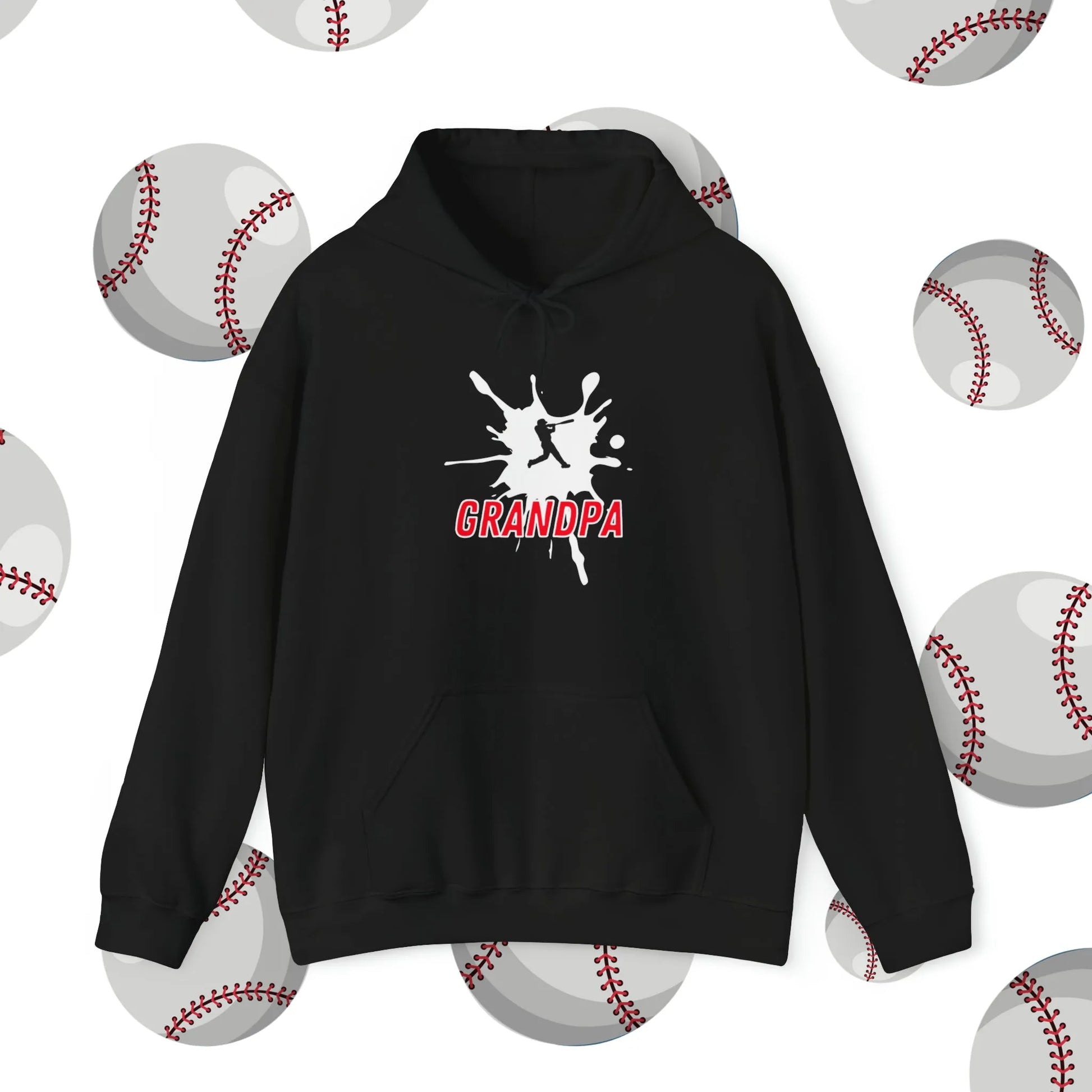 Custom Baseball Grandpa Hooded Sweatshirt Black Hoodie Front