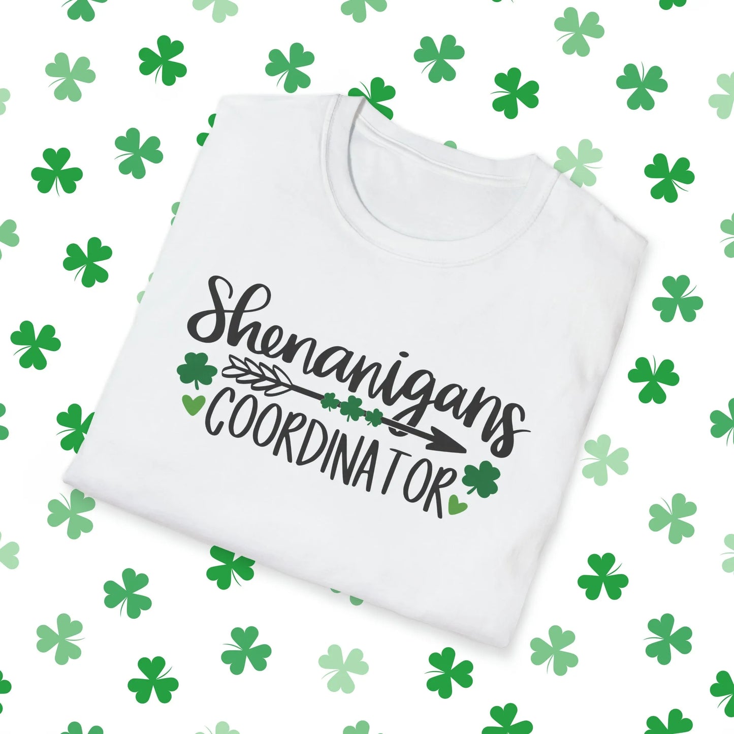 Shenanigans Coordinator St. Patrick's Day T-Shirt - Comfort & Charm - Shenanigans Coordinator Shirt White Folded