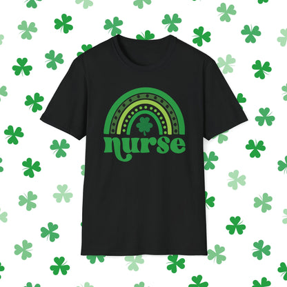 Nurse St. Patrick's Day Rainbow T-Shirt - Nurse St. Patrick's Day Shirt Black