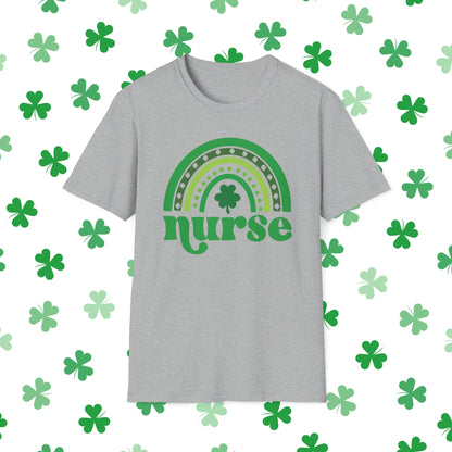 Nurse St. Patrick's Day Rainbow T-Shirt - Nurse St. Patrick's Day Shirt Grey